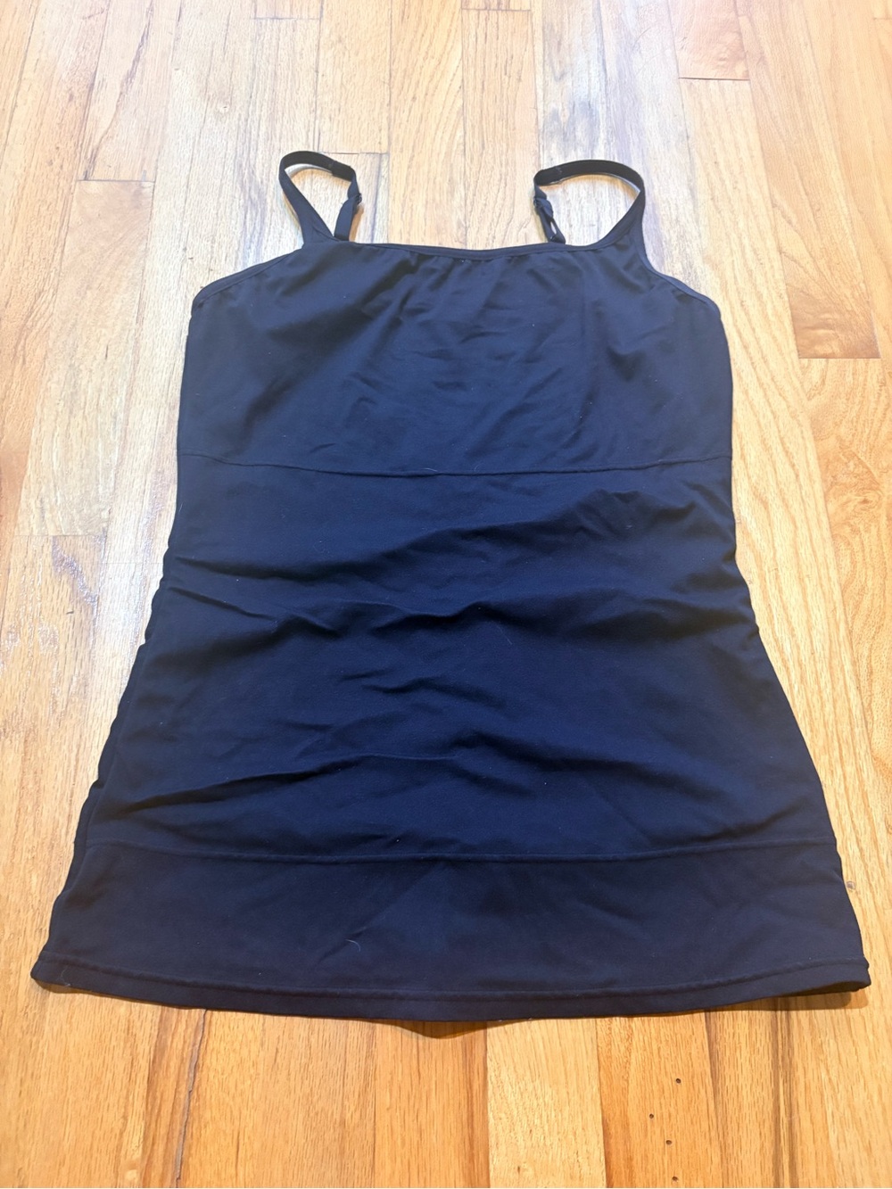 Women's Black Seamless Cami Chemise with Adjustable Straps